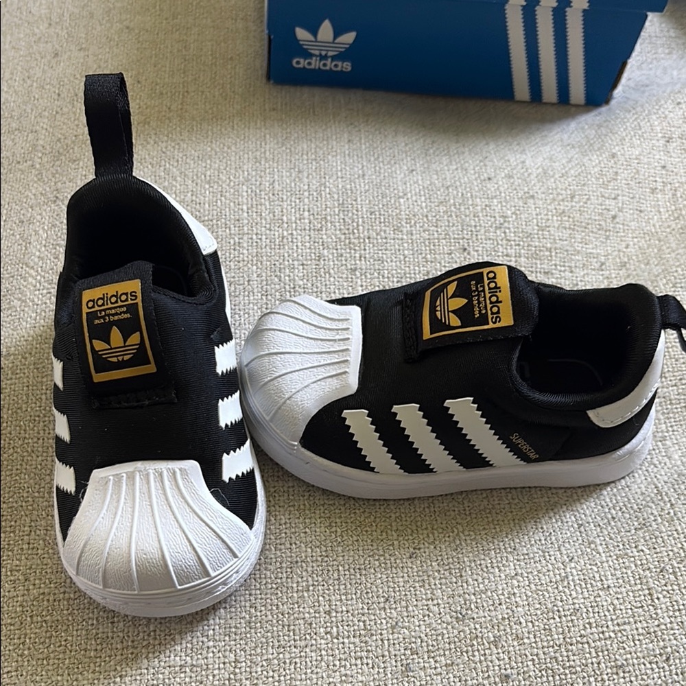 Adidas Kids Black and White Shoes